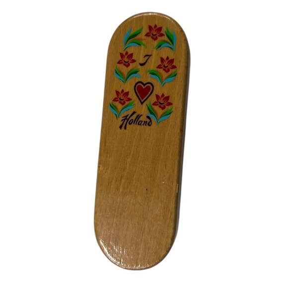 VTG Holland Wall Mountable Hand-Painted Wooden Clog & Shoe Brush 6.5" Length - Picture 9 of 16